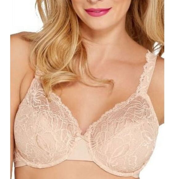 Brand New Bali Intimates Women's 34B Lifted Push up Bra Laced Tan Shaping Full - Picture 1 of 10